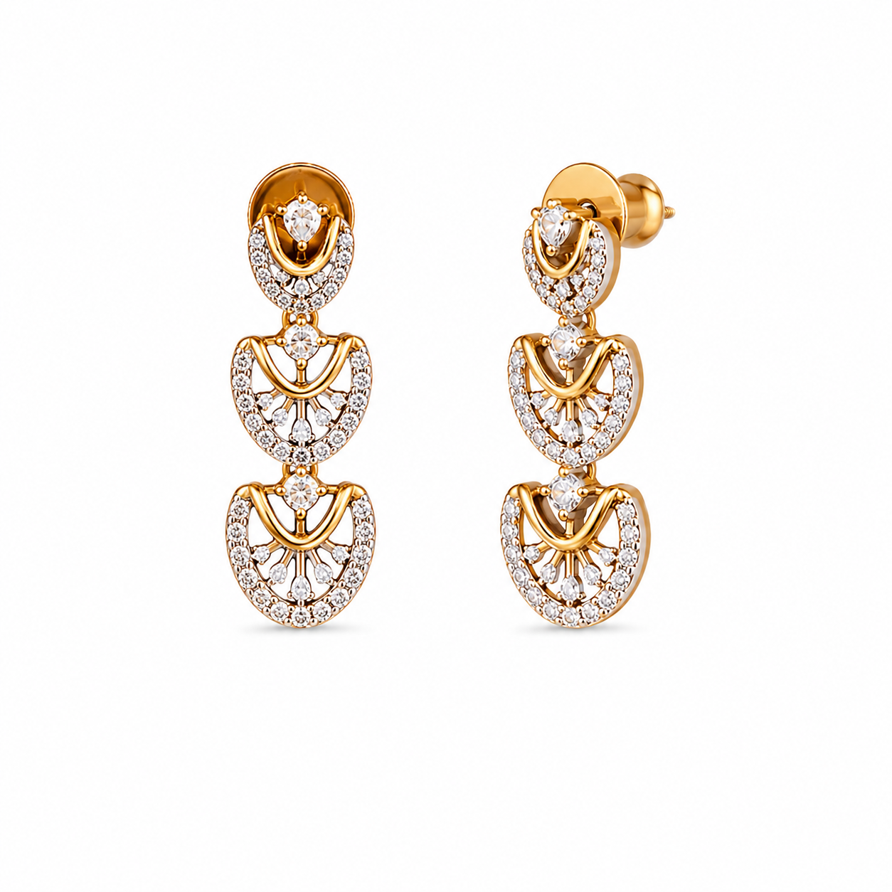 Royal Crescent Diamond-Finish Gold finish Earrings - Image 3