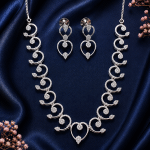 Royal Sparkle Heart Design CZ Necklace Set
