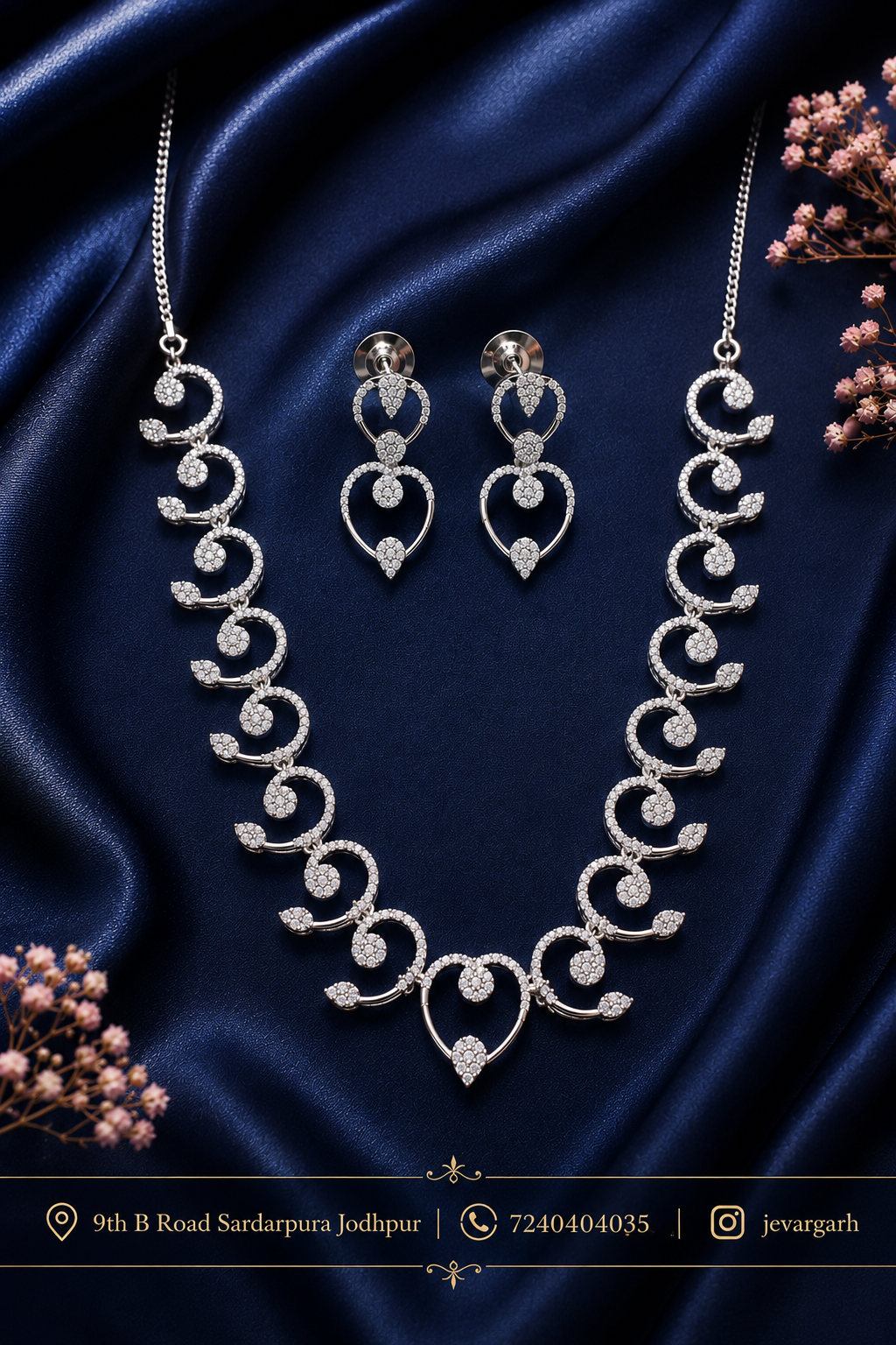 Royal Sparkle Heart Design CZ Necklace Set