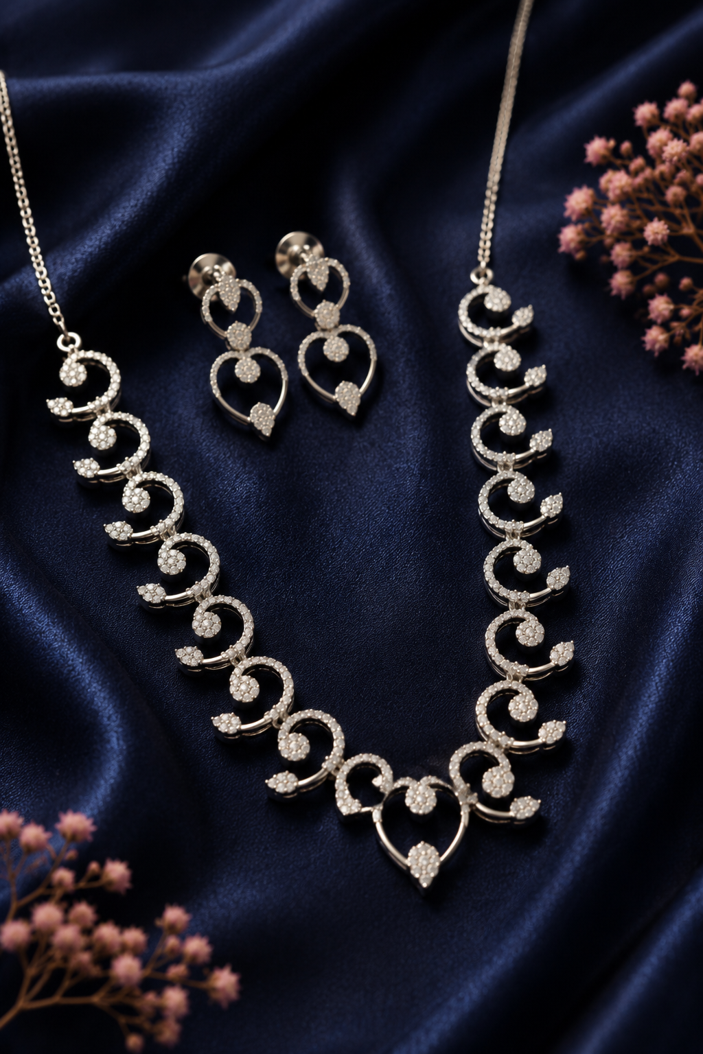 Royal Sparkle Heart Design CZ Necklace Set - Image 2