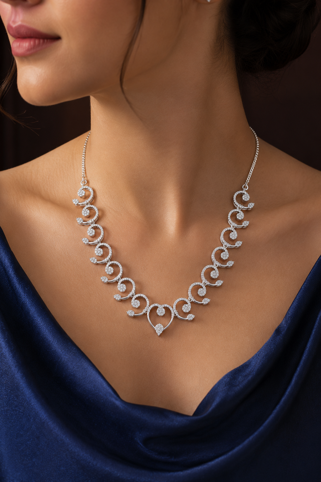 Royal Sparkle Heart Design CZ Necklace Set - Image 3