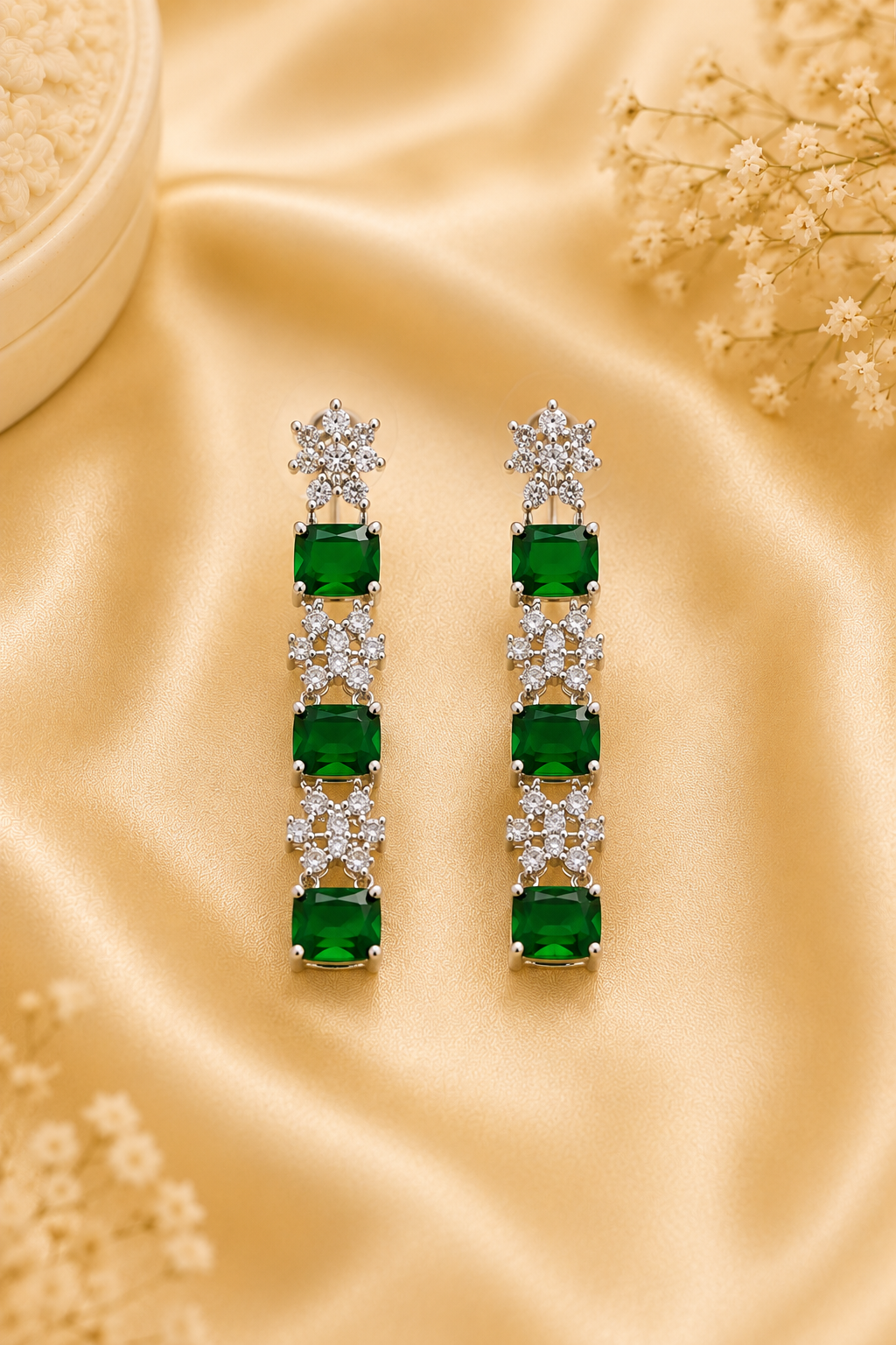 Emerald Royale CZ Drop Earrings - Image 4