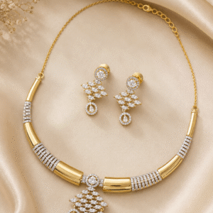Golden Radiance CZ Pendant Necklace Set