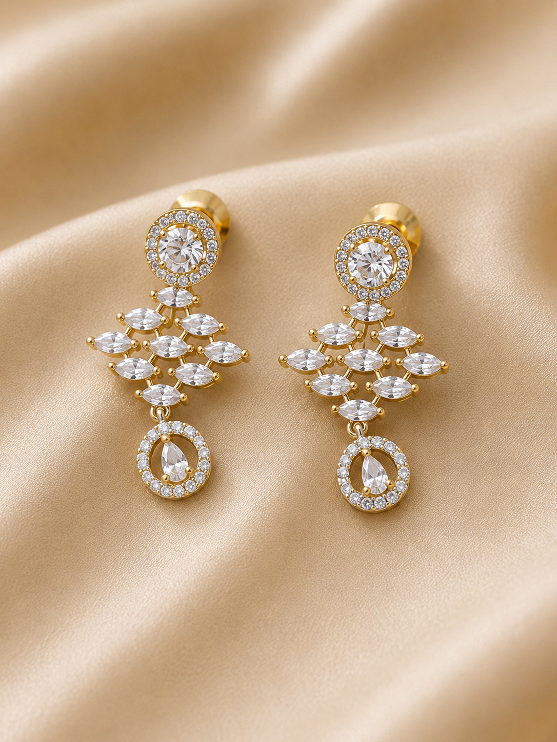Golden Radiance CZ Pendant Necklace Set - Image 3